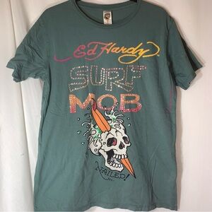 Ed Hardy Green Graphic Men's T-Shirt Size Large